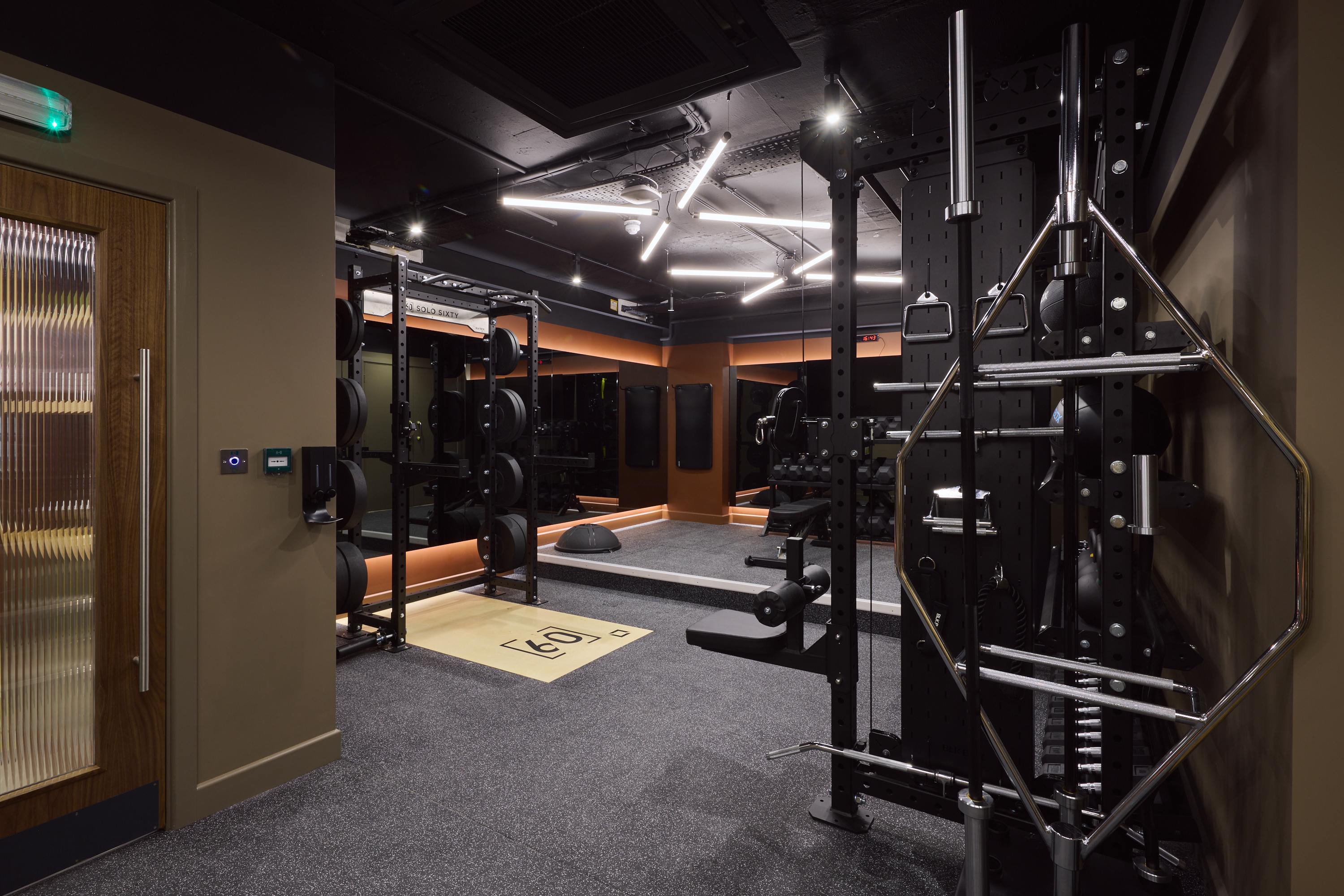 Solo Sixty Fleet Street — gym floor with running track